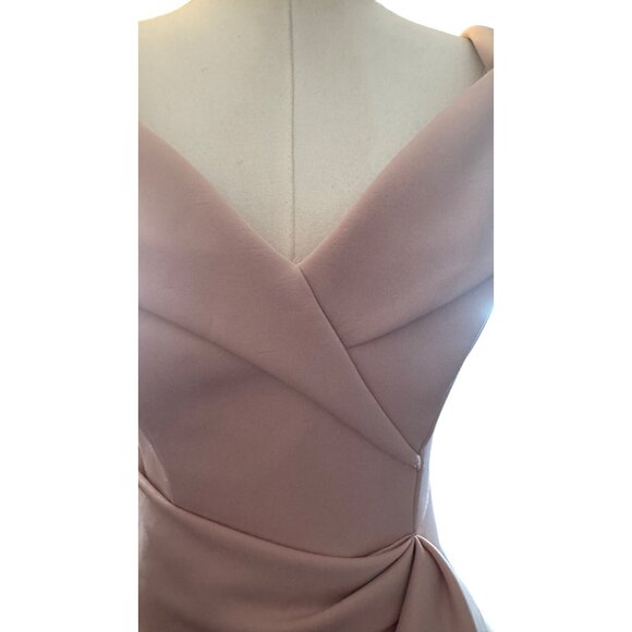 NWT Xscape Size 6 Blush Pink Sleeveless Draped Wrap Dress Bow Accent - Picture 5 of 16